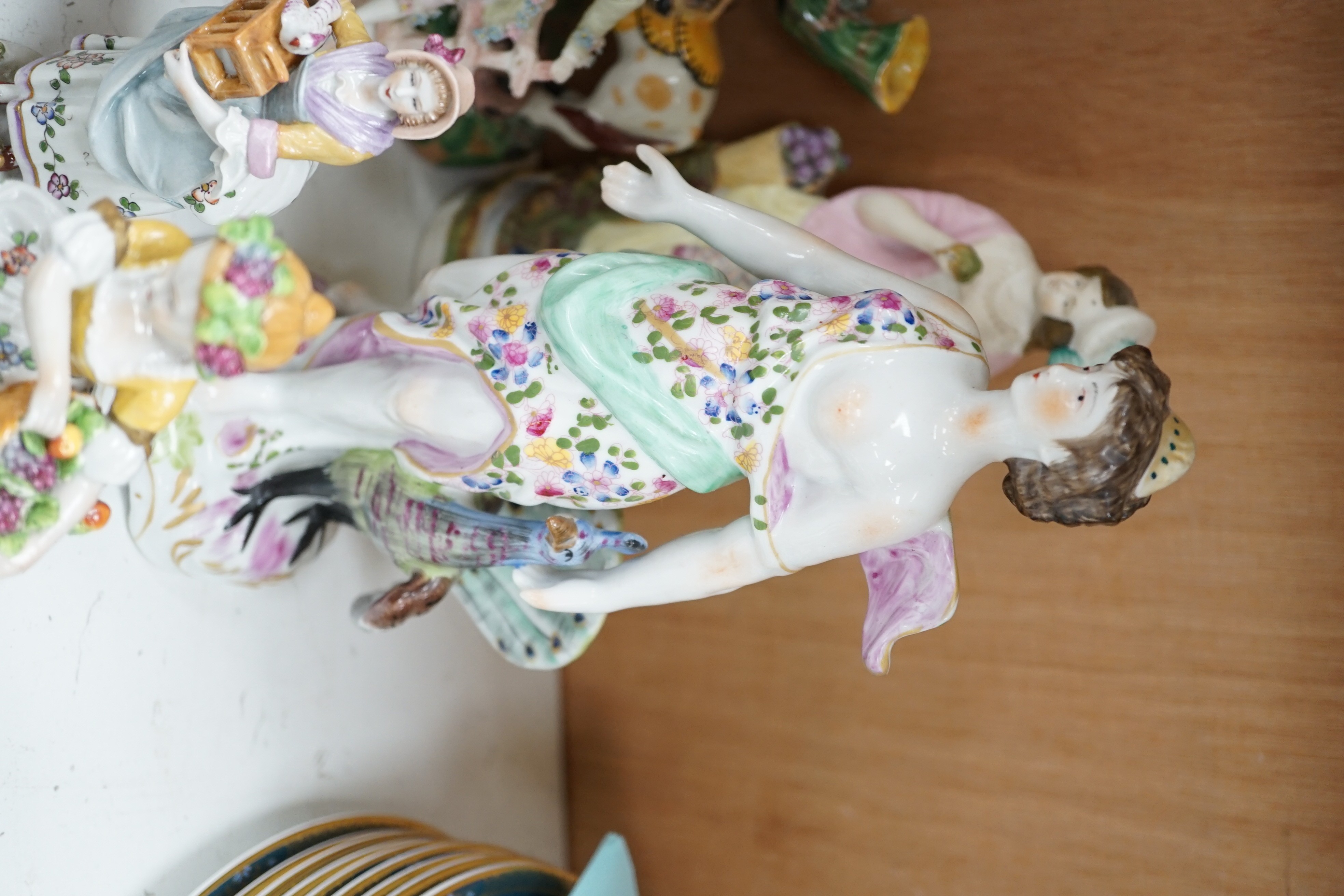 A mixed selection of 20th century porcelain figures, tallest 27cm